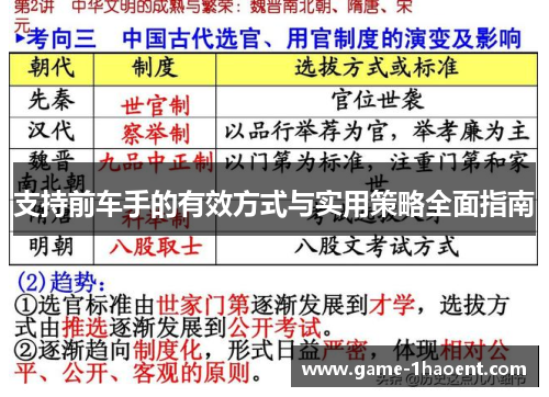 支持前车手的有效方式与实用策略全面指南