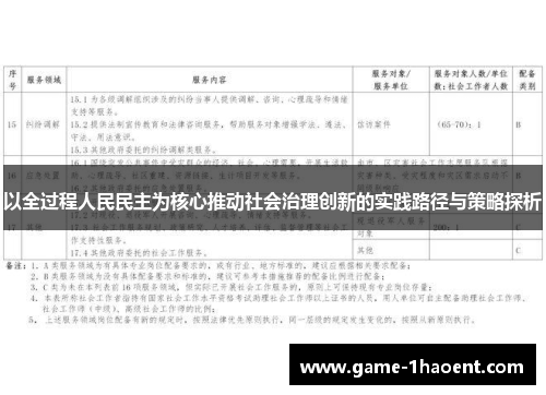 以全过程人民民主为核心推动社会治理创新的实践路径与策略探析