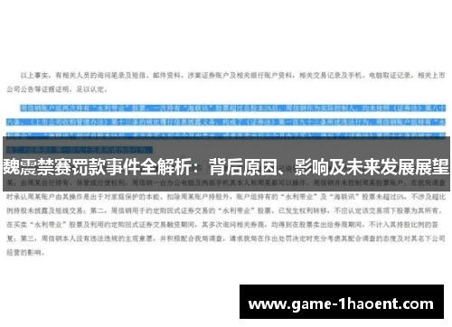 魏震禁赛罚款事件全解析：背后原因、影响及未来发展展望